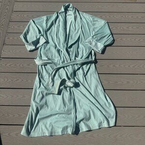 Vintage Vanity Fair Green Robe Size XL Soft Velour Rope Design Satin Trim
